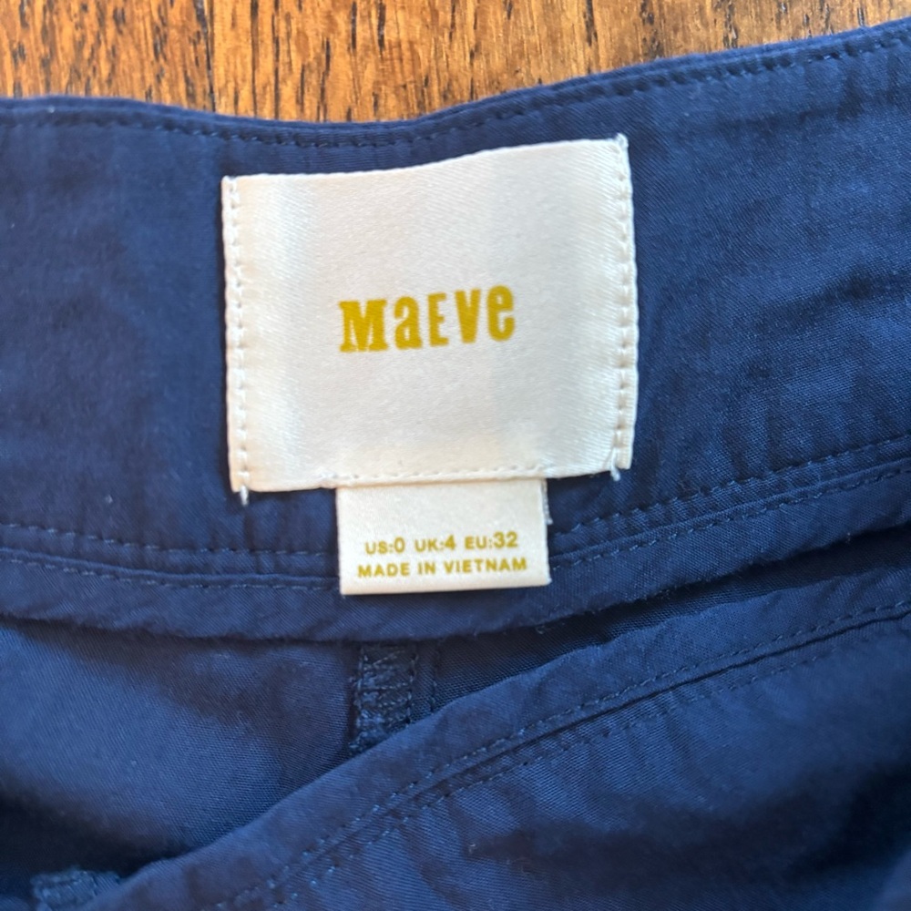 Maeve Anthropologie Wide-Leg Cropped Navy Blue Pants High Rise Size 0 - Picture 6 of 6